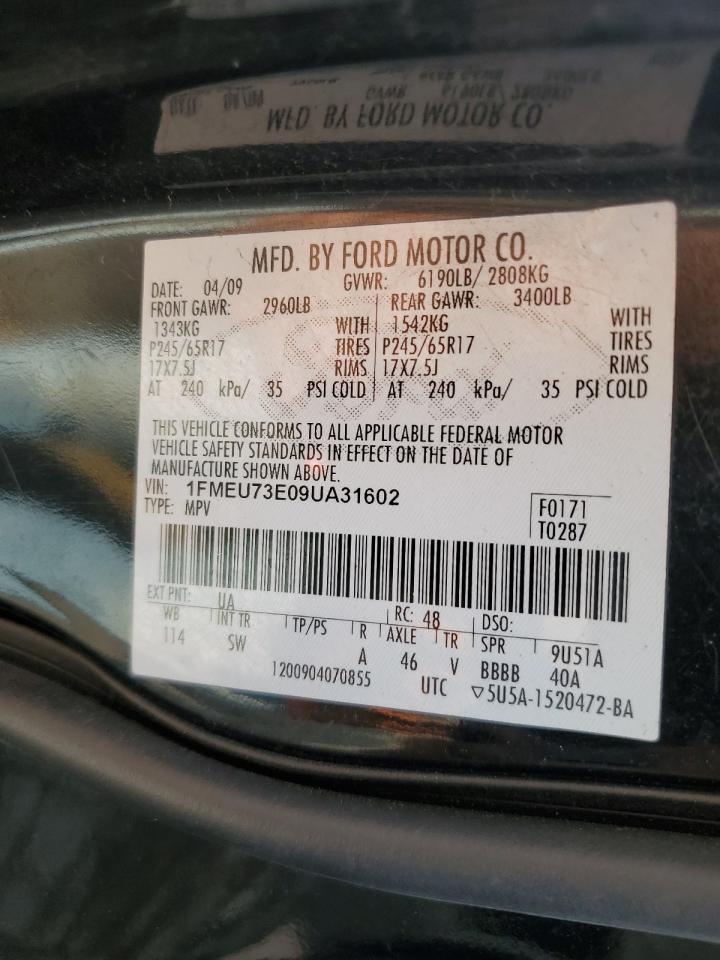 2009 Ford Explorer VIN 1FMEU73E09UA31602 Copart auction photo, front end / side damage thumbnail 13