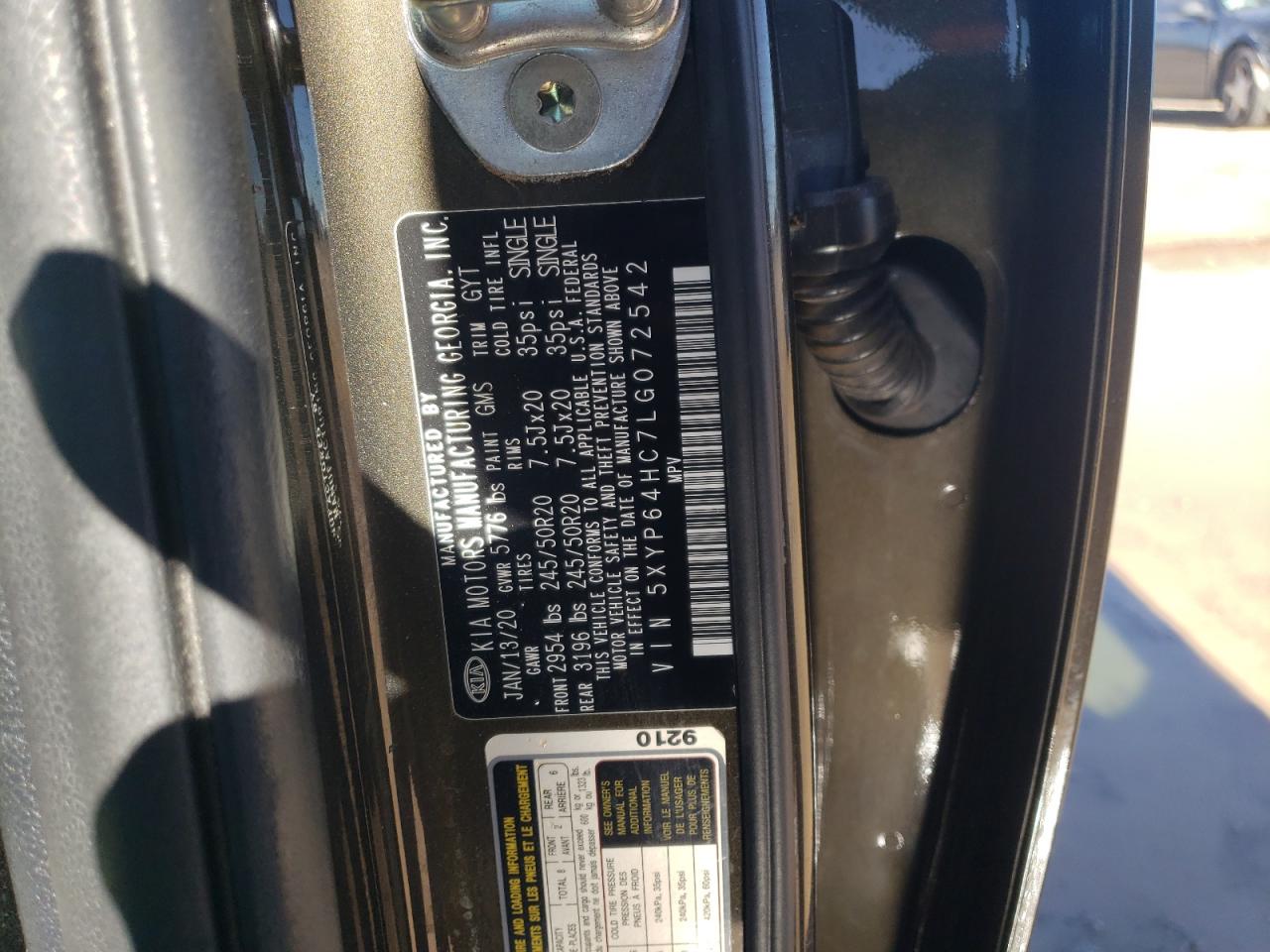 2020 KIA Telluride VIN 5XYP64HC7LG072542 Copart auction photo, side / minor dent/scratches damage thumbnail 14