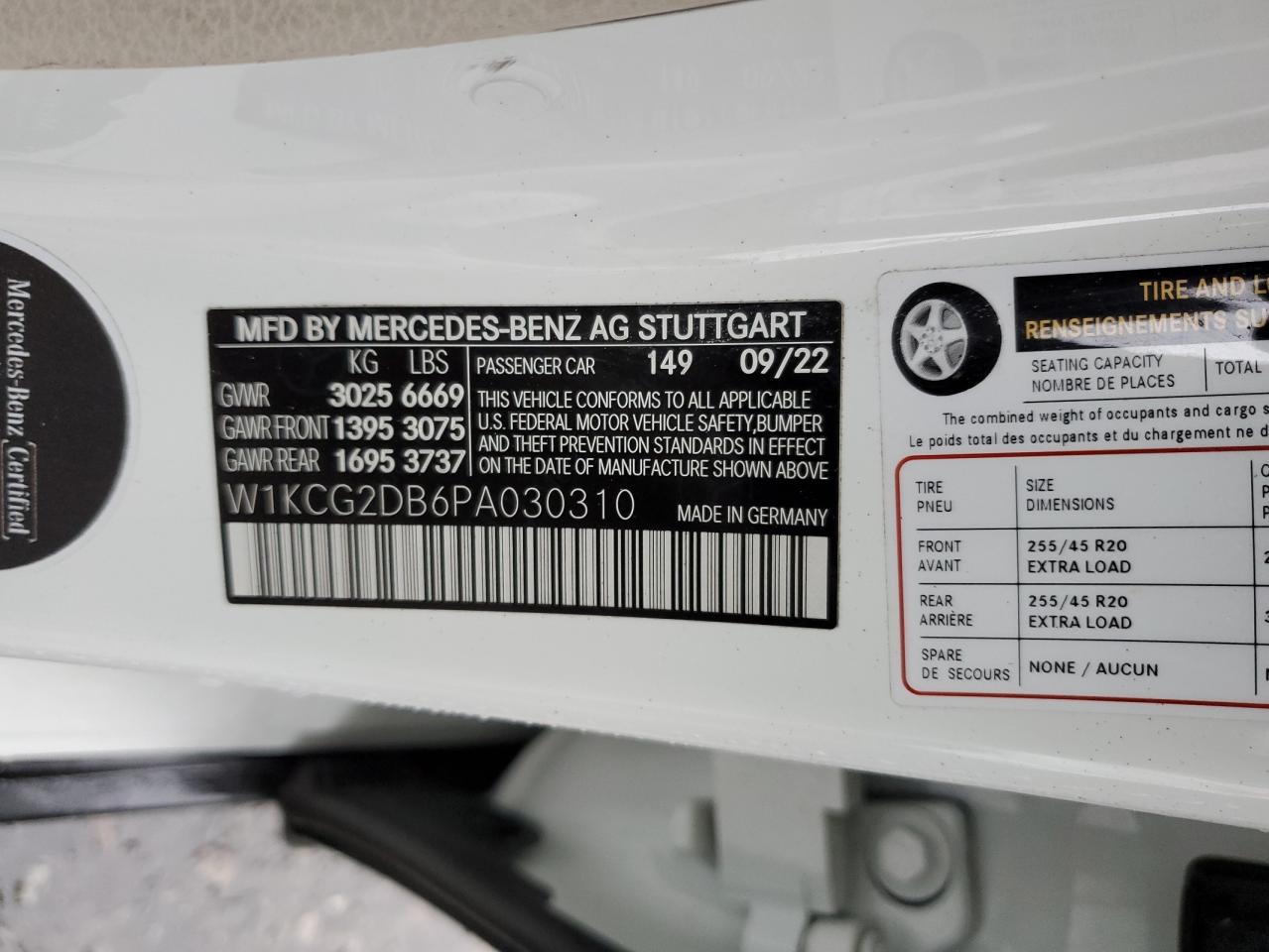2023 Mercedes-Benz EQS VIN W1KCG2DB6PA030310 Copart auction photo, all over damage thumbnail 12