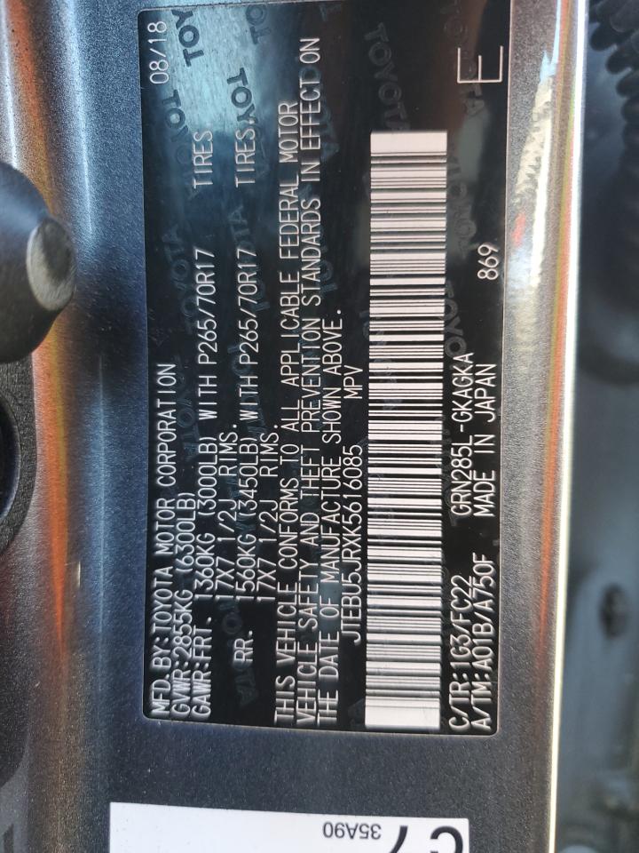 2019 Toyota 4Runner VIN JTEBU5JRXK5616085 Copart auction photo, front end damage thumbnail 15