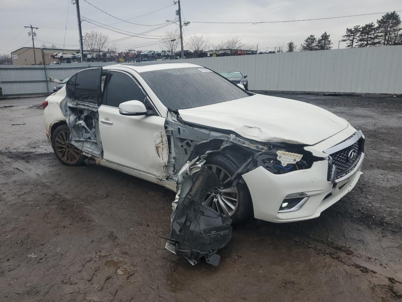 2018 Infiniti Q50 VIN JN1EV7AR6JM444963 Copart auction photo, side / front end damage thumbnail 4