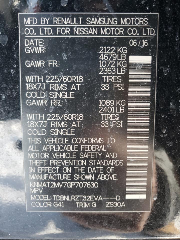 2016 Nissan Rogue VIN KNMAT2MV7GP707630 Copart auction photo, front end damage thumbnail 13