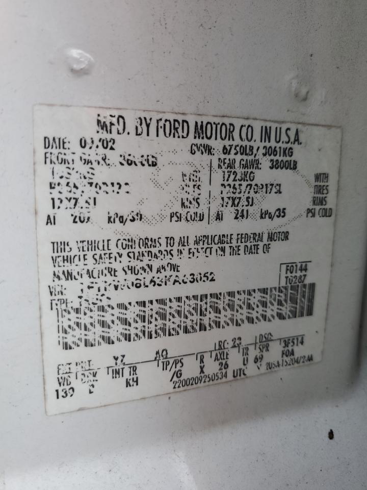 2003 Ford F-150 VIN 1FTRW08L63KA63052 Copart auction photo, rear end damage thumbnail 13