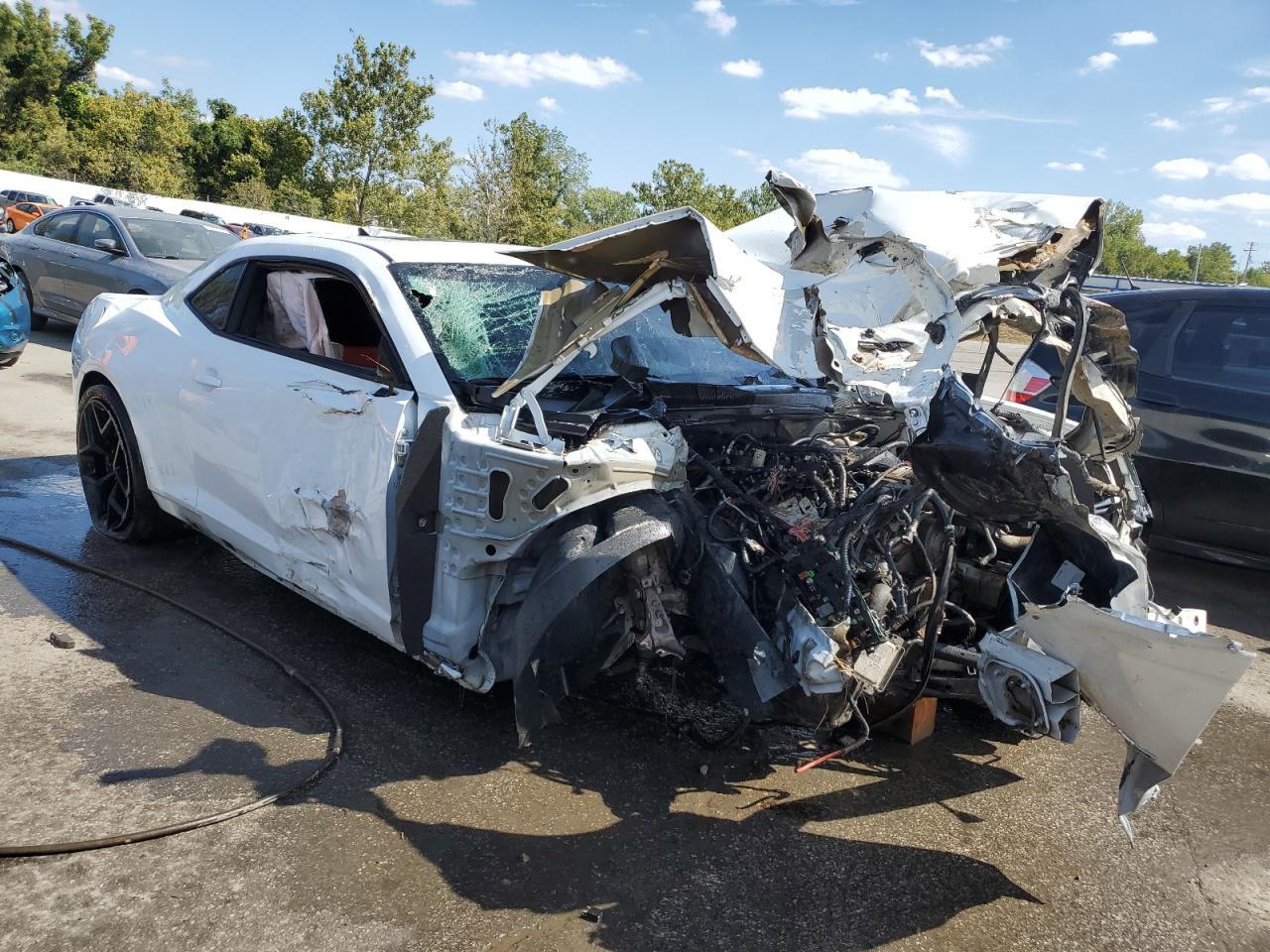 2013 Chevrolet Camaro VIN 2G1FT1EW4D9194718 Copart auction photo, front end / side damage thumbnail 4