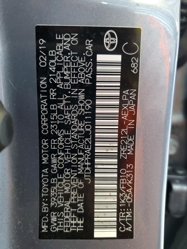 2020 Toyota Corolla VIN JTDHPRAE2LJ011190 Copart auction photo, rear end / minor dent/scratches damage thumbnail 13