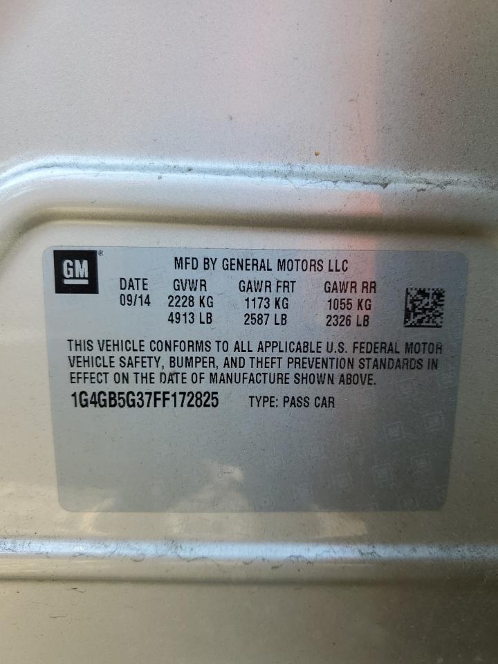 2015 Buick LaCrosse VIN 1G4GB5G37FF172825 Copart auction photo, front end damage thumbnail 12