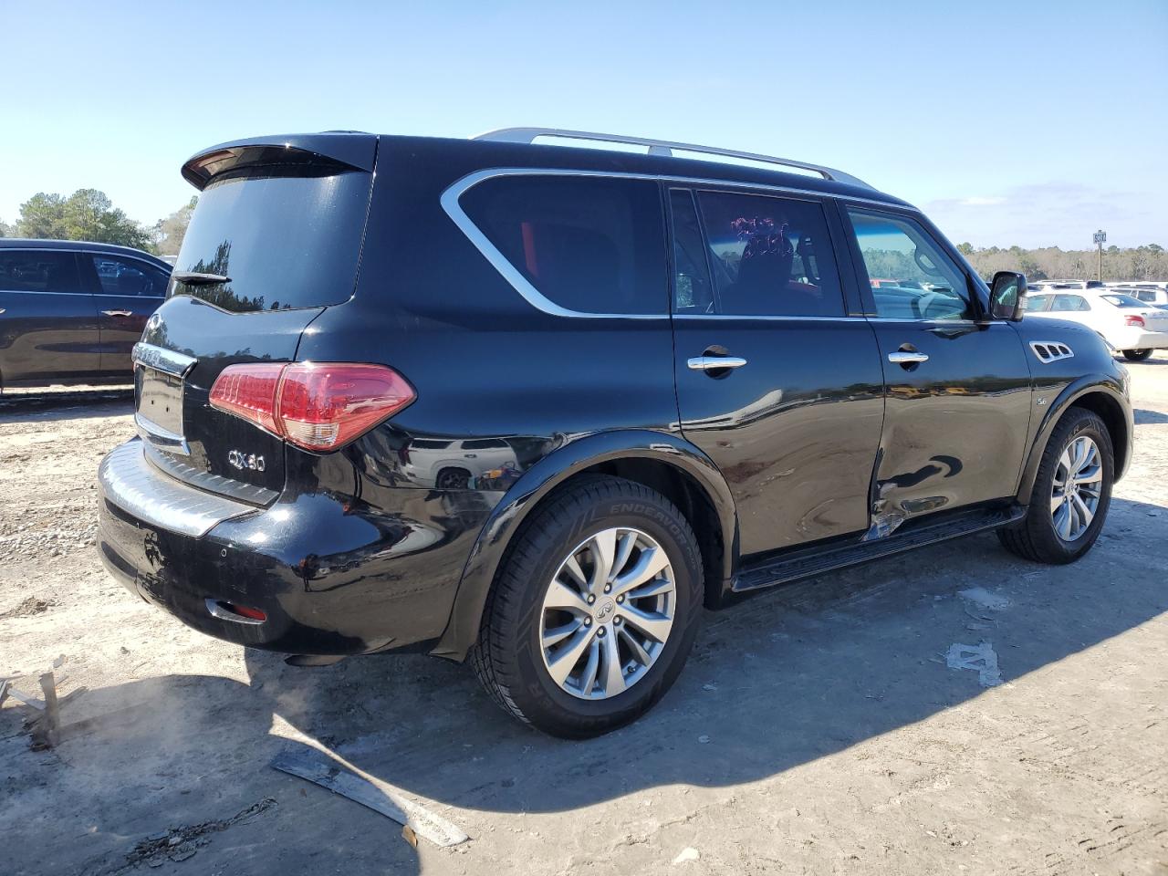 2015 Infiniti QX80 VIN JN8AZ2NF7F9571576 Copart auction photo, side damage thumbnail 3