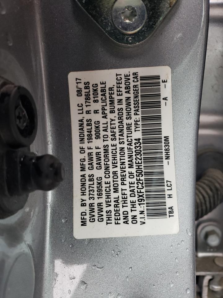 2017 Honda Civic VIN 19XFC2F50HE230334 Copart auction photo, front end damage thumbnail 12