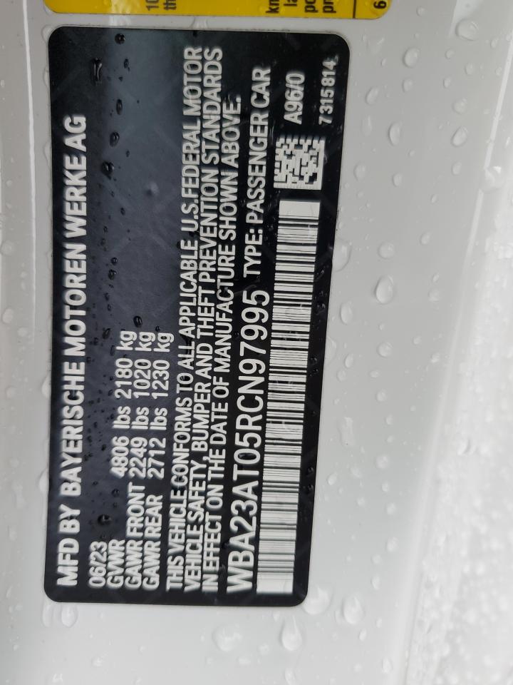 2024 BMW 4er VIN WBA23AT05RCN97995 Copart auction photo, front end damage thumbnail 14