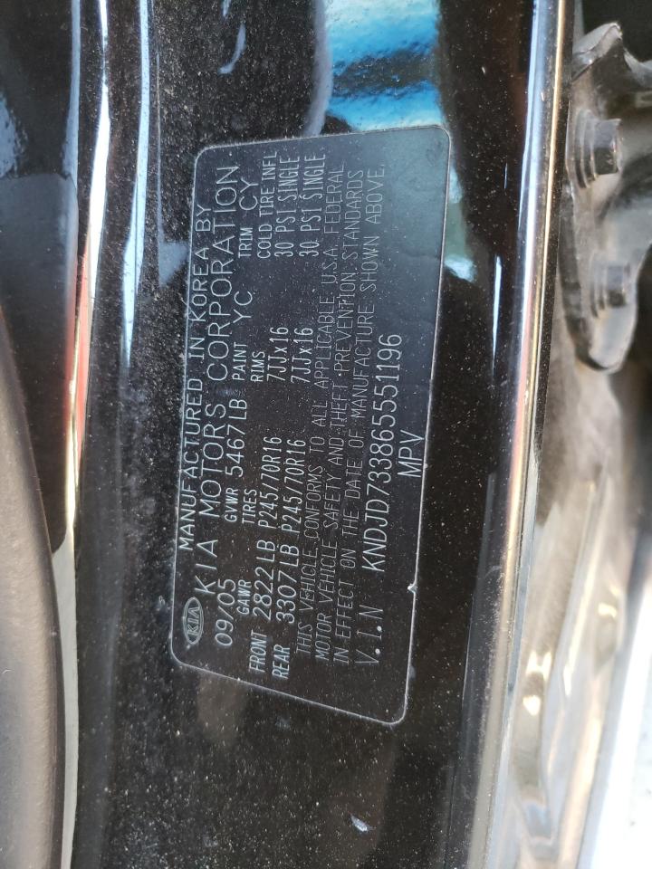 2006 KIA Sorento VIN KNDJD733865551196 Copart auction photo, all over damage thumbnail 13