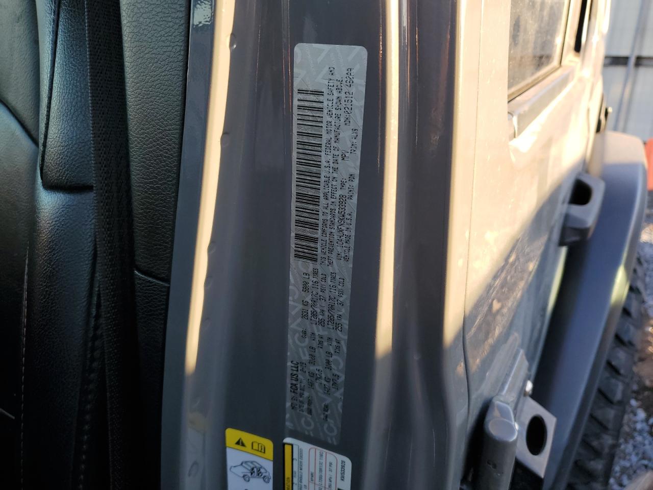 2019 Jeep Wrangler VIN 1C4HJXFN9KW533928 Copart auction photo, front end / side damage thumbnail 13