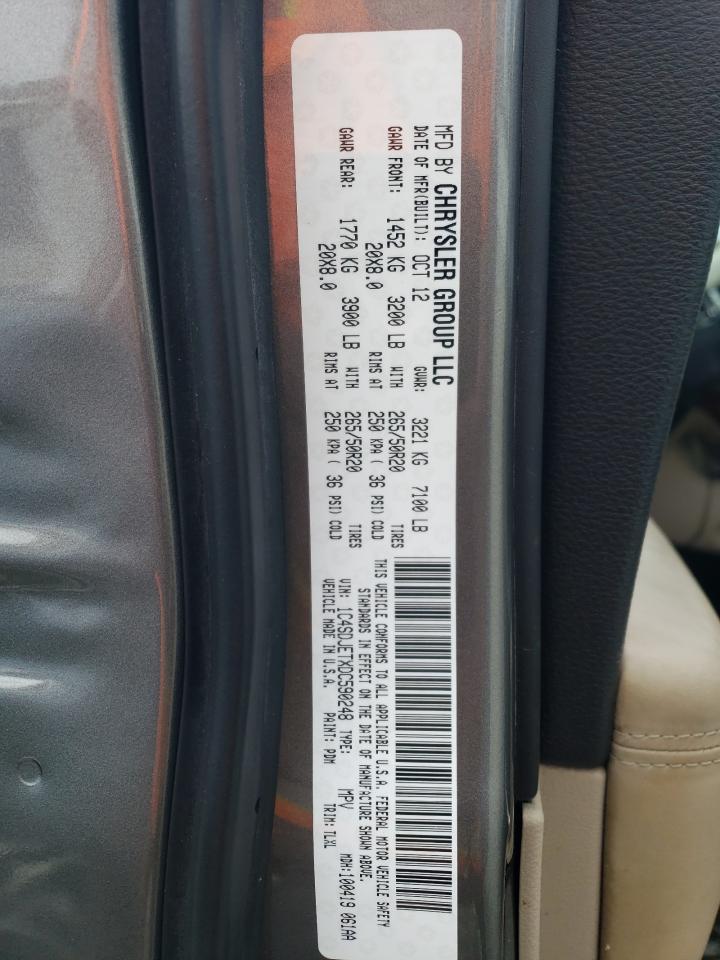2013 Dodge Durango VIN 1C4SDJETXDC590248 Copart auction photo, front end / minor dent/scratches damage thumbnail 13