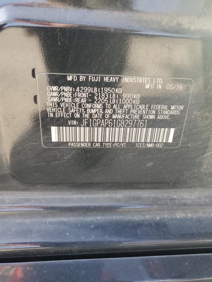 2016 Subaru Impreza VIN JF1GPAP61G8297761 Copart auction photo, front end damage thumbnail 14