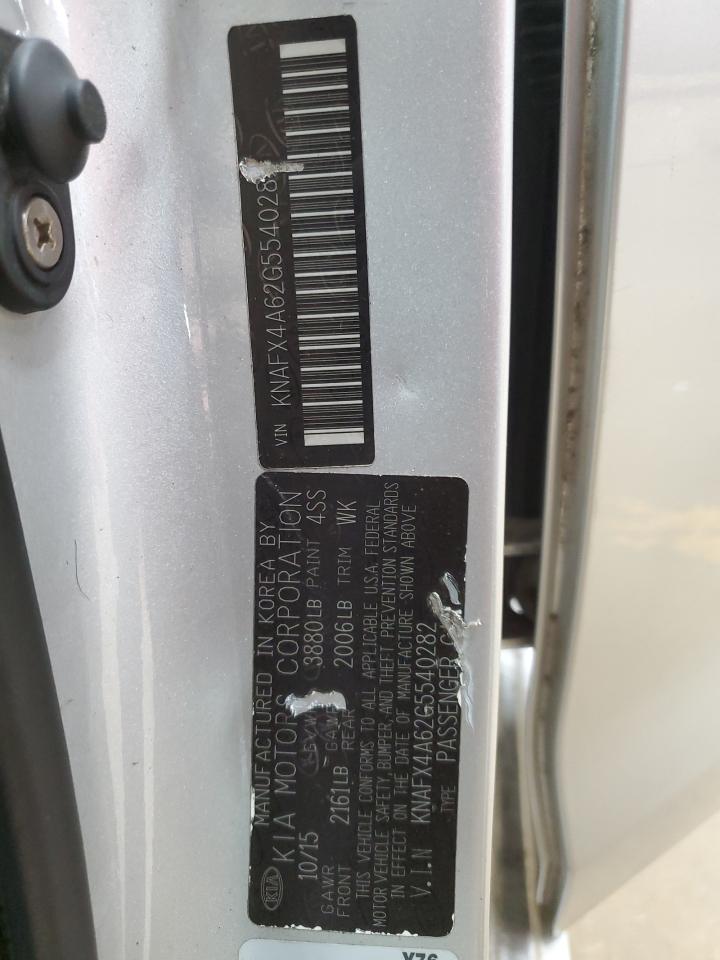 2016 KIA Forte VIN KNAFX4A62G5540282 Copart auction photo, front end / rear end damage thumbnail 12