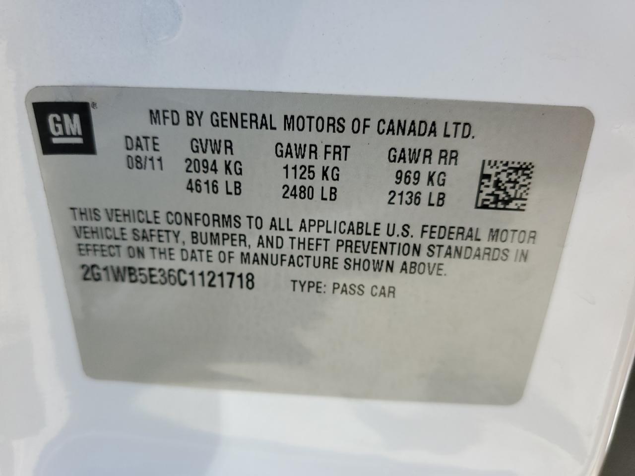 2012 Chevrolet Impala VIN 2G1WB5E36C1121718 Copart auction photo, front end / undercarriage damage thumbnail 15