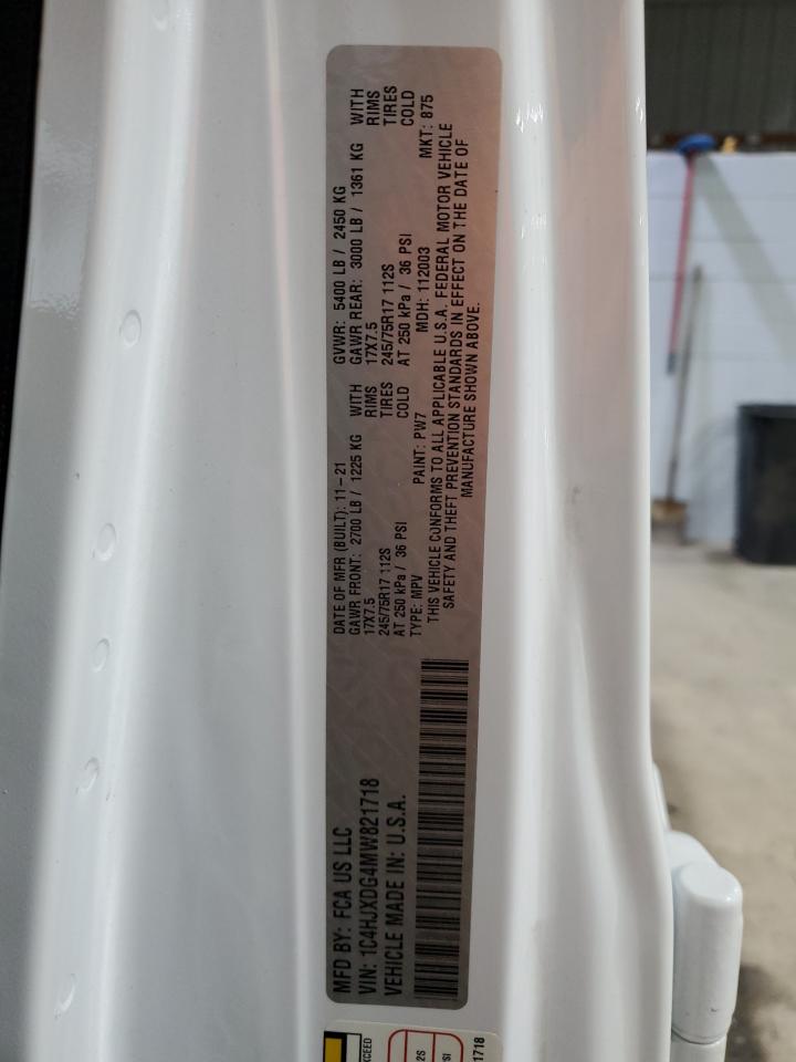 2021 Jeep Wrangler VIN 1C4HJXDG4MW821718 Copart auction photo, front end damage thumbnail 15