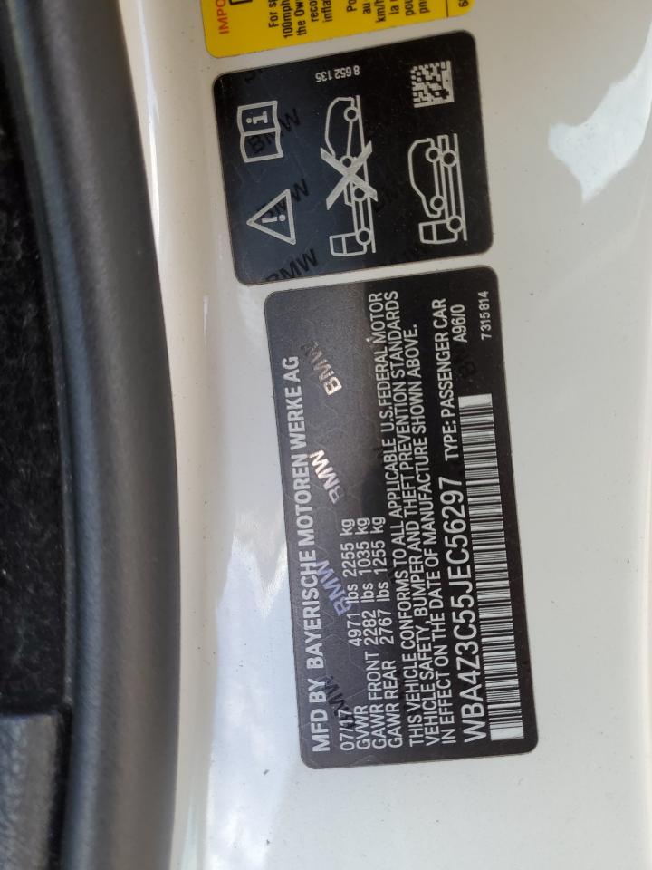 2018 BMW 4er VIN WBA4Z3C55JEC56297 Copart auction photo, front end / minor dent/scratches damage thumbnail 12