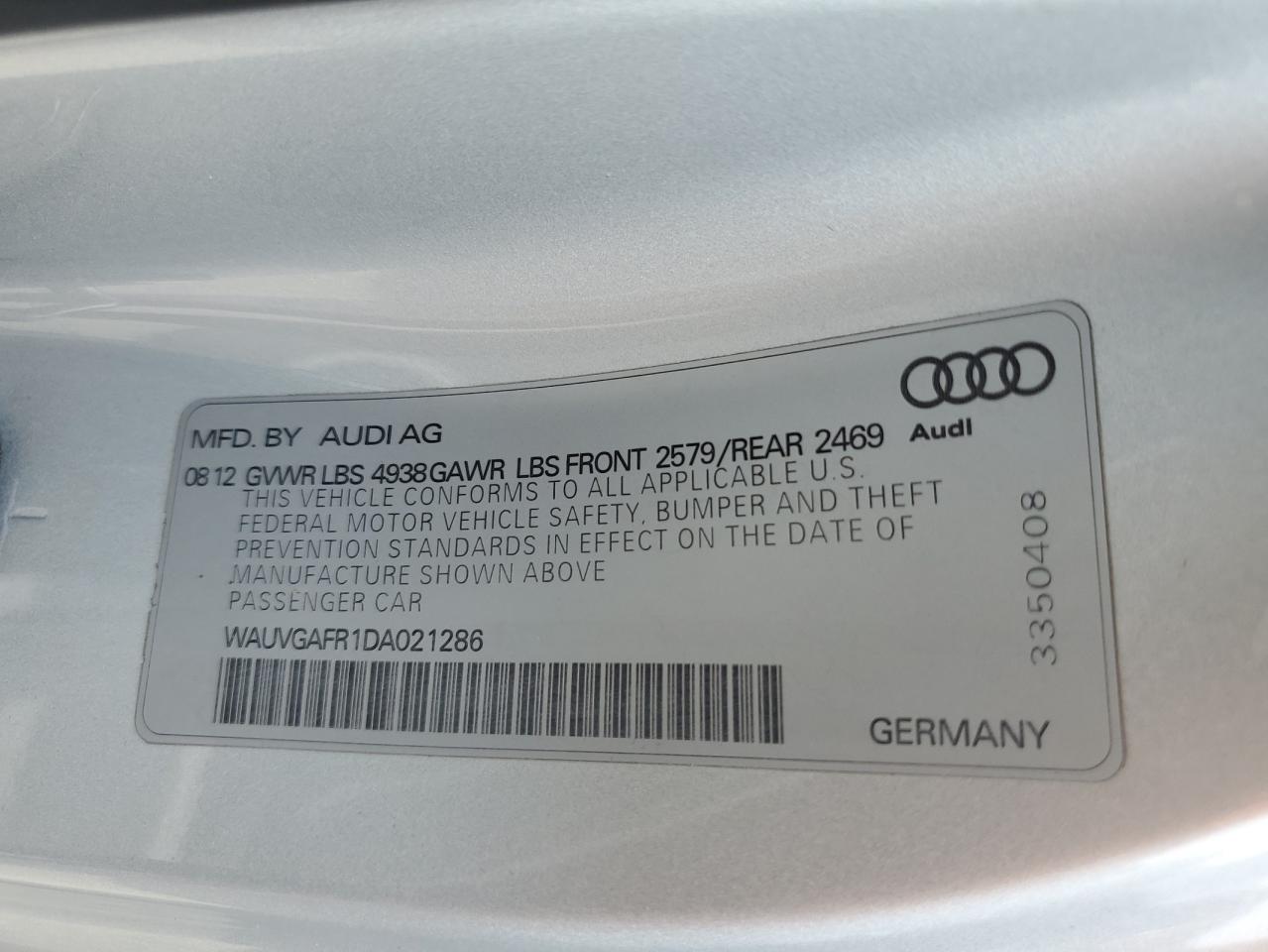 2013 Audi RS5 VIN WAUVGAFR1DA021286 Copart auction photo, rear end / front end damage thumbnail 12
