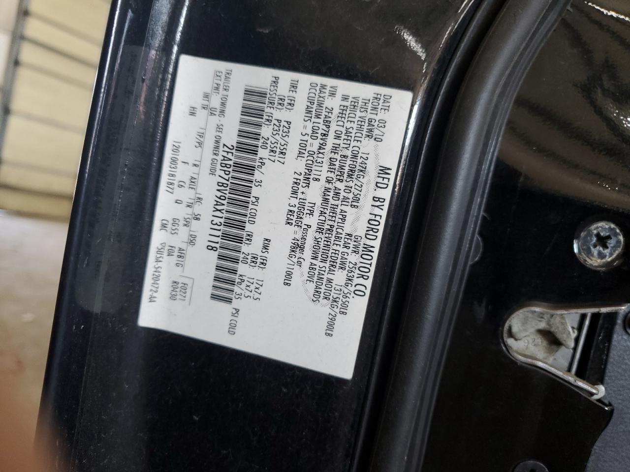 2010 Ford Crown Victoria VIN 2FABP7BV9AX131118 Copart auction photo, rear end damage thumbnail 14