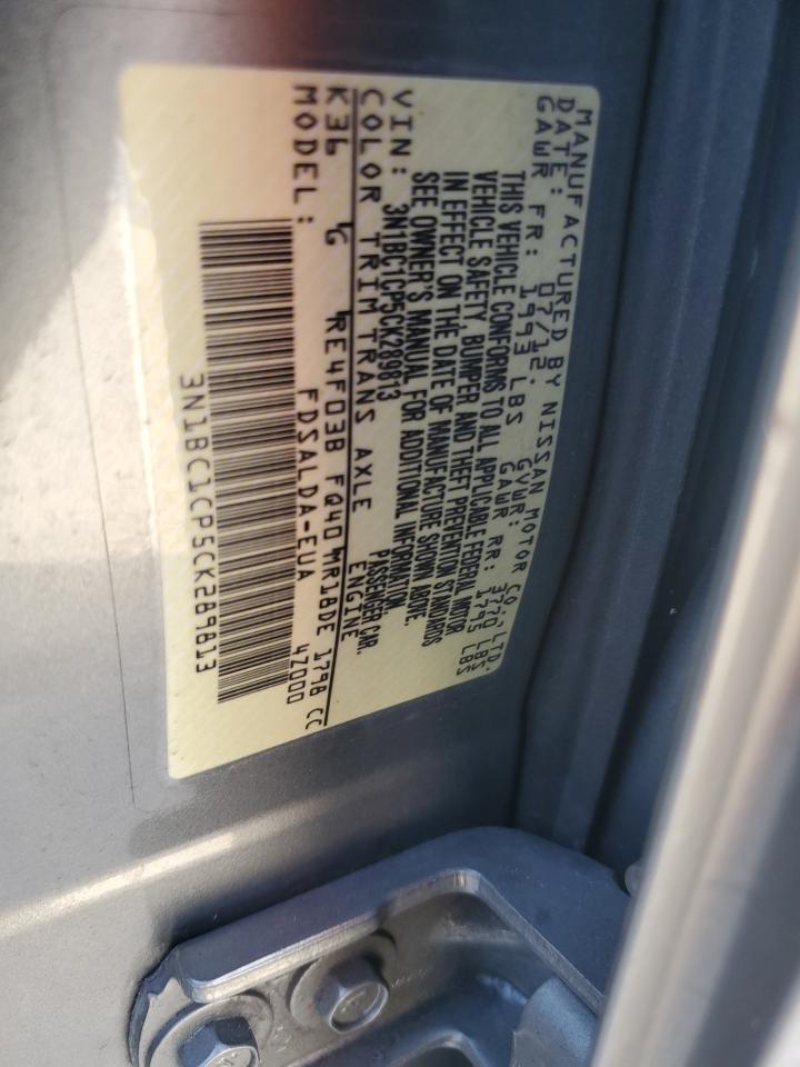 2012 Nissan Versa VIN 3N1BC1CP5CK289813 Copart auction photo, side damage thumbnail 12