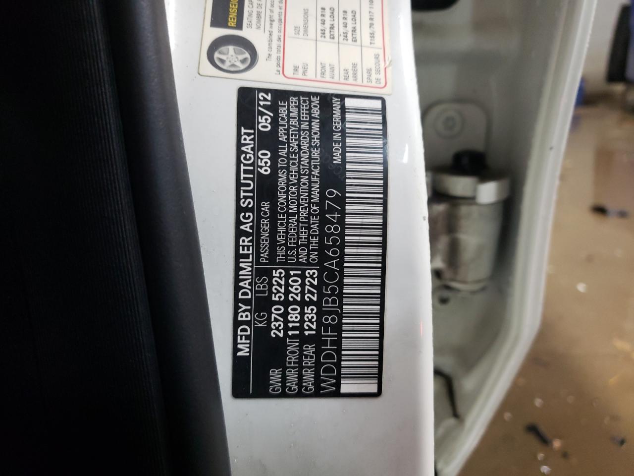 2012 Mercedes-Benz E-klasse VIN WDDHF8JB5CA658479 Copart auction photo, front end damage thumbnail 13