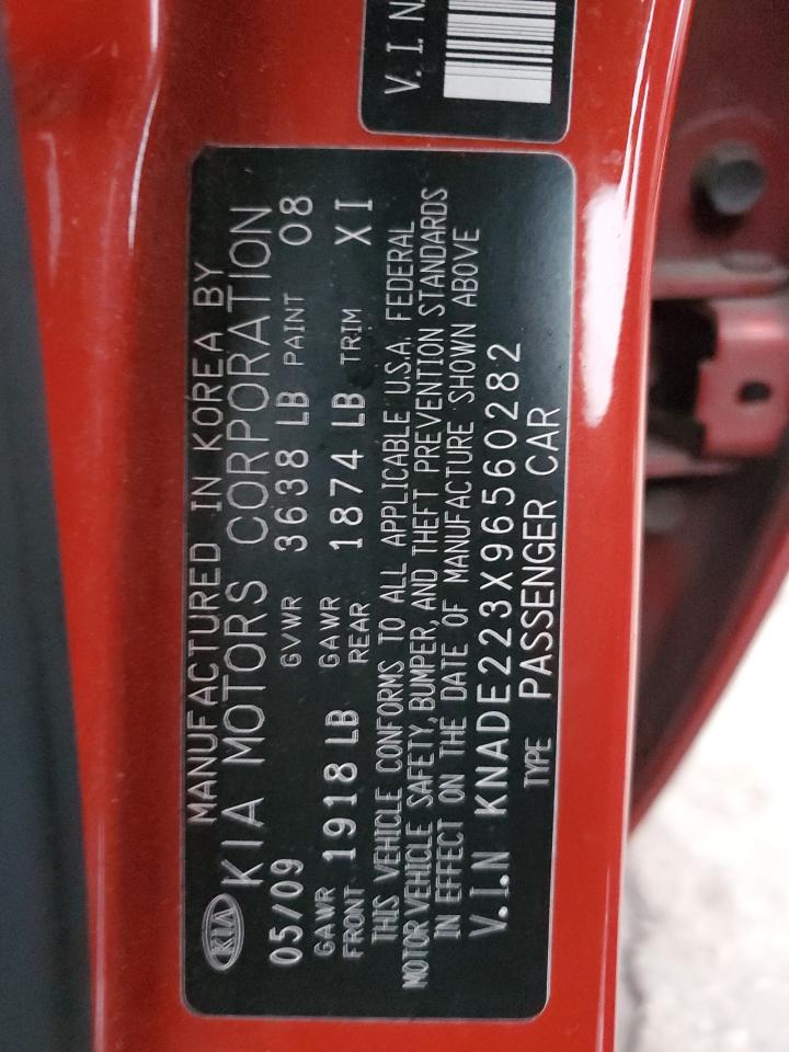 2009 KIA Rio VIN KNADE223X96560282 Copart auction photo, all over / undercarriage damage thumbnail 14