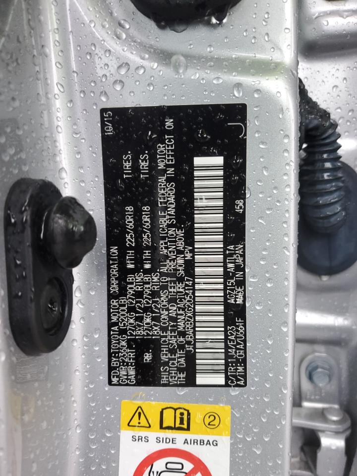 2016 Lexus NX VIN JTJBARBZXG2054147 Copart auction photo, front end / undercarriage damage thumbnail 12
