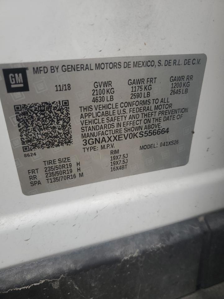 2019 Chevrolet Equinox VIN 3GNAXXEV0KS556664 Copart auction photo, front end damage thumbnail 14