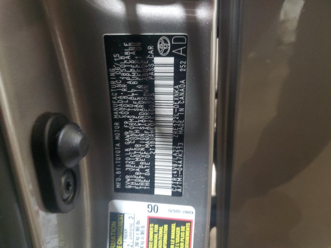 2015 Toyota Corolla VIN 2T1BURHE0FC460775 Copart auction photo, front end / rear end damage thumbnail 12