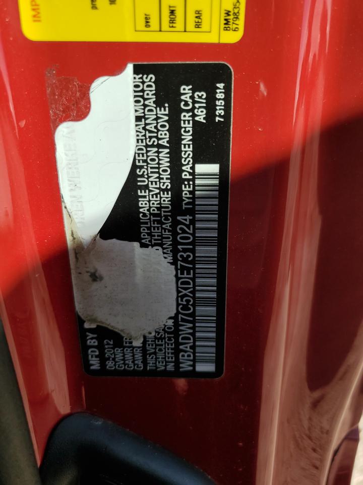2013 BMW 3er VIN WBADW7C5XDE731024 Copart auction photo, front end / minor dent/scratches damage thumbnail 12