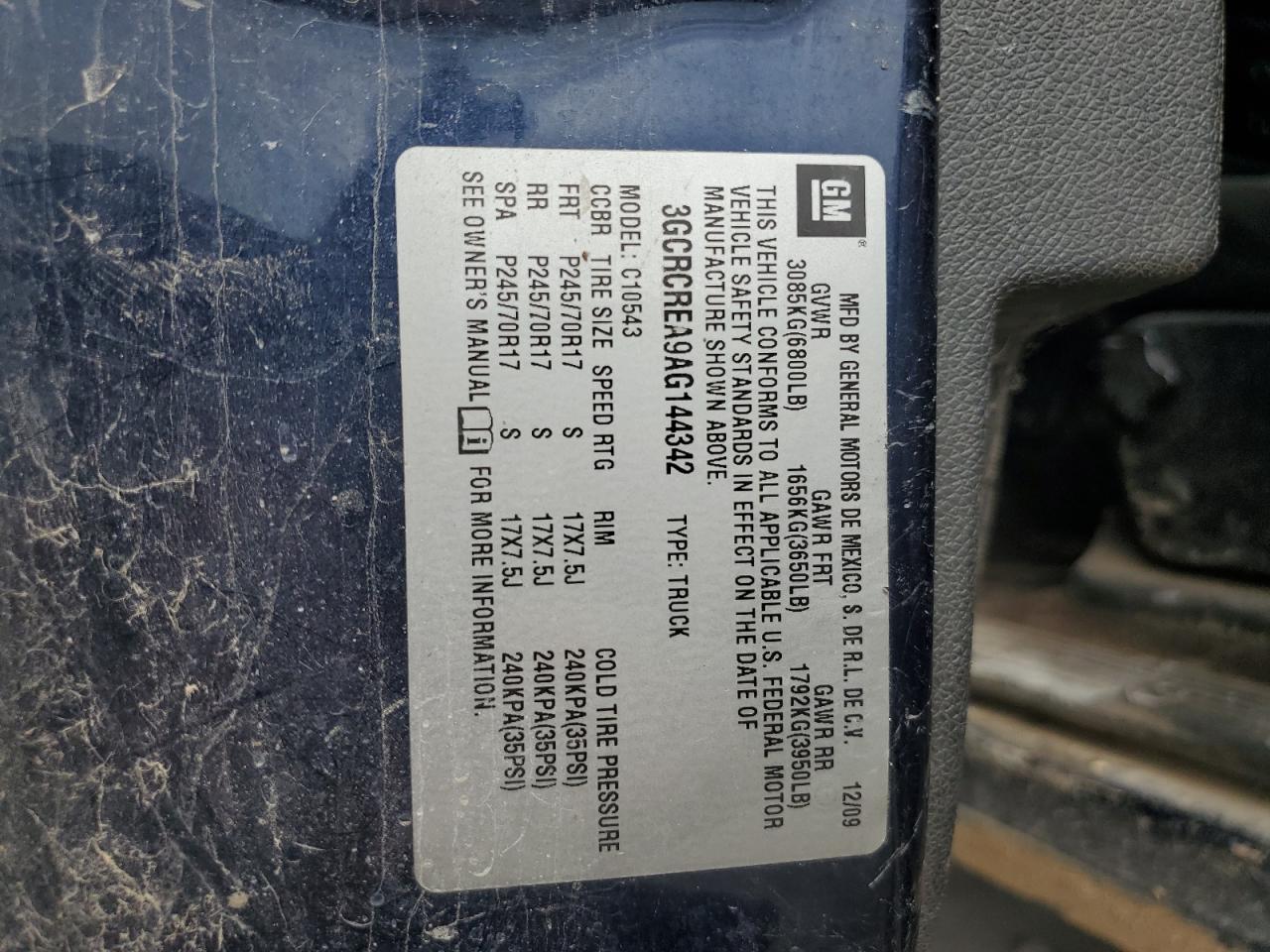 2010 Chevrolet Silverado VIN 3GCRCREA9AG144342 Copart auction photo, front end damage thumbnail 14