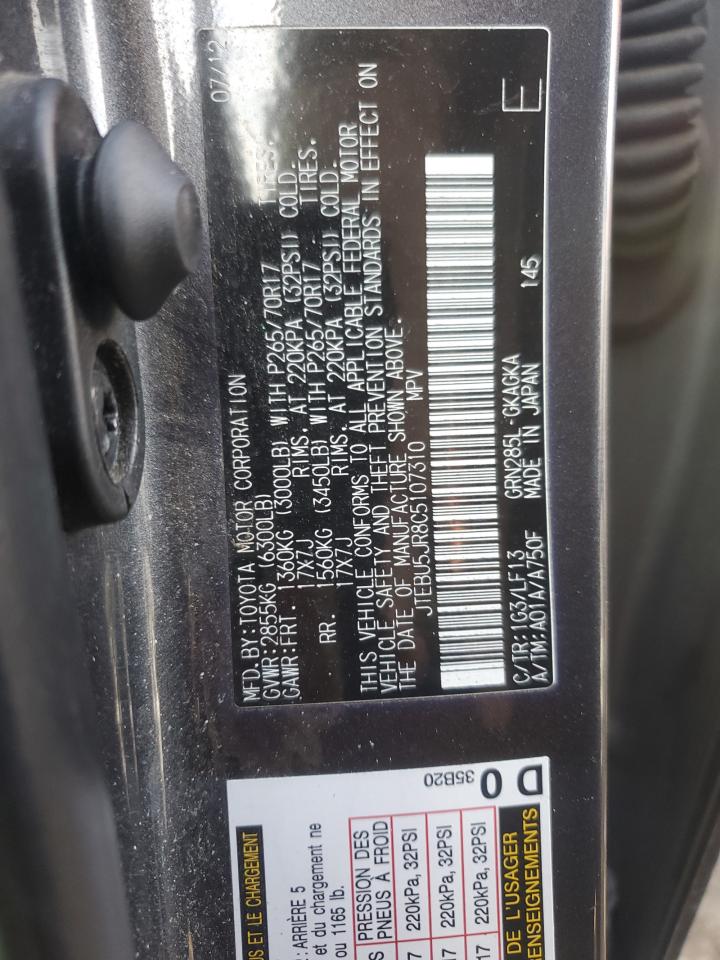 2012 Toyota 4Runner VIN JTEBU5JR8C5107310 Copart auction photo, front end damage thumbnail 13