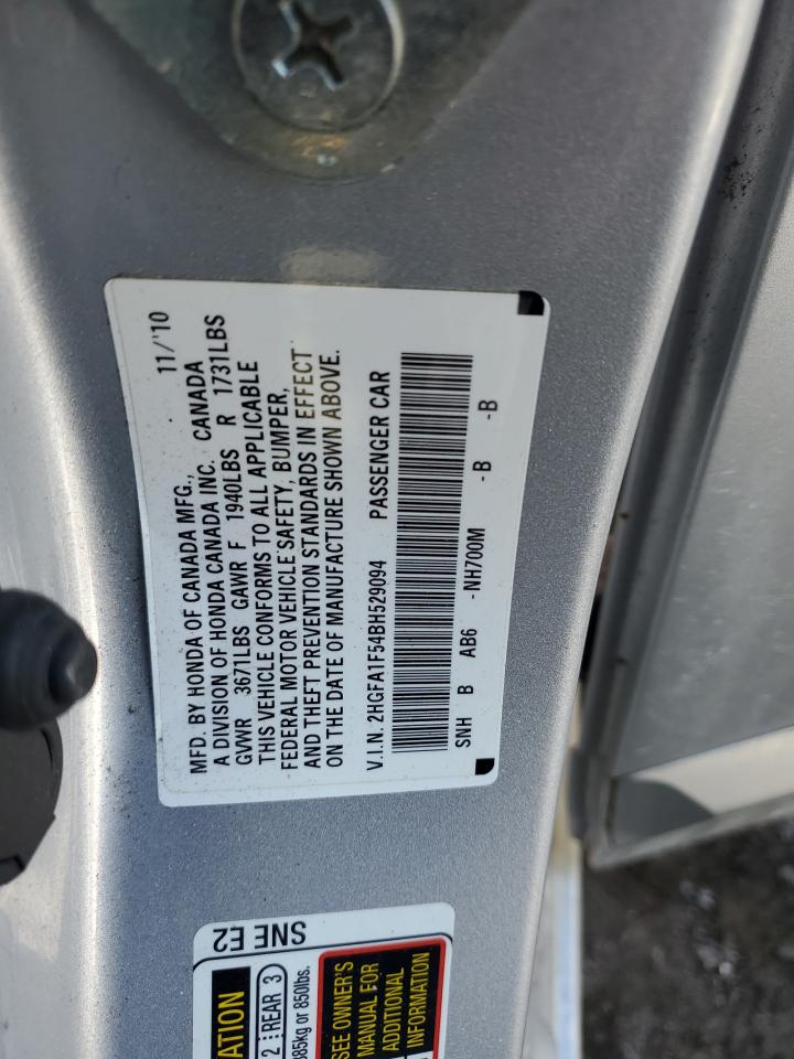 2011 Honda Civic VIN 2HGFA1F54BH529094 Copart auction photo, front end / rear end damage thumbnail 13