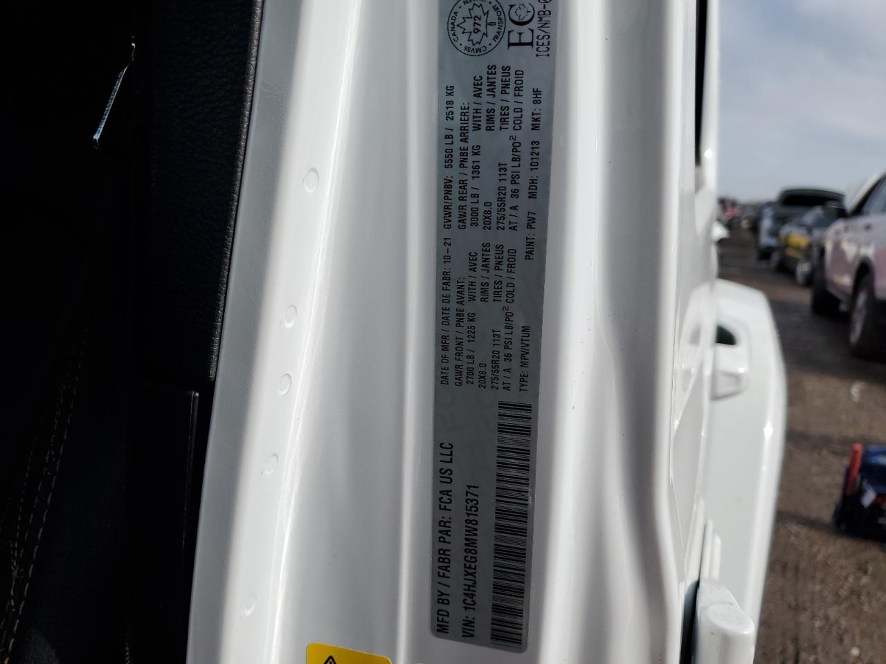 2021 Jeep Wrangler VIN 1C4HJXEG8MW815371 Copart auction photo, front end / undercarriage damage thumbnail 12