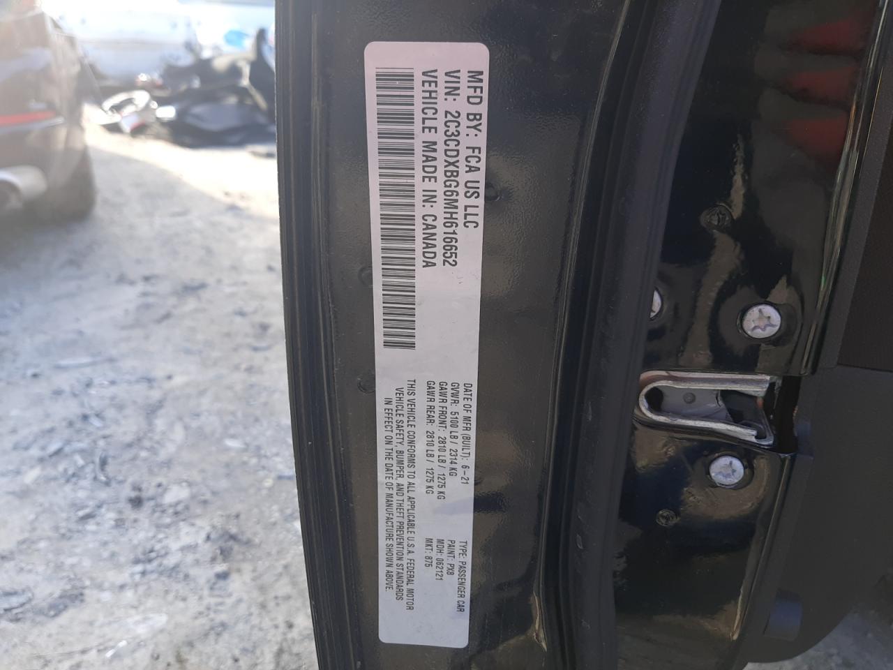 2021 Dodge Charger VIN 2C3CDXBG6MH616652 Copart auction photo, front end damage thumbnail 13