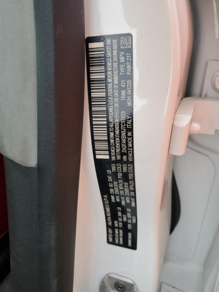 2018 Alfa Romeo Stelvio VIN ZASFAKBN5J7C17829 Copart auction photo, front end damage thumbnail 12