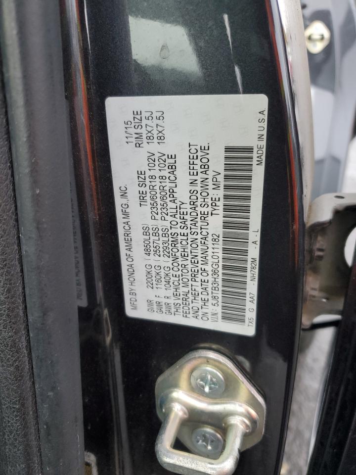 2016 Acura RDX VIN 5J8TB3H36GL011182 Copart auction photo, front end damage thumbnail 12