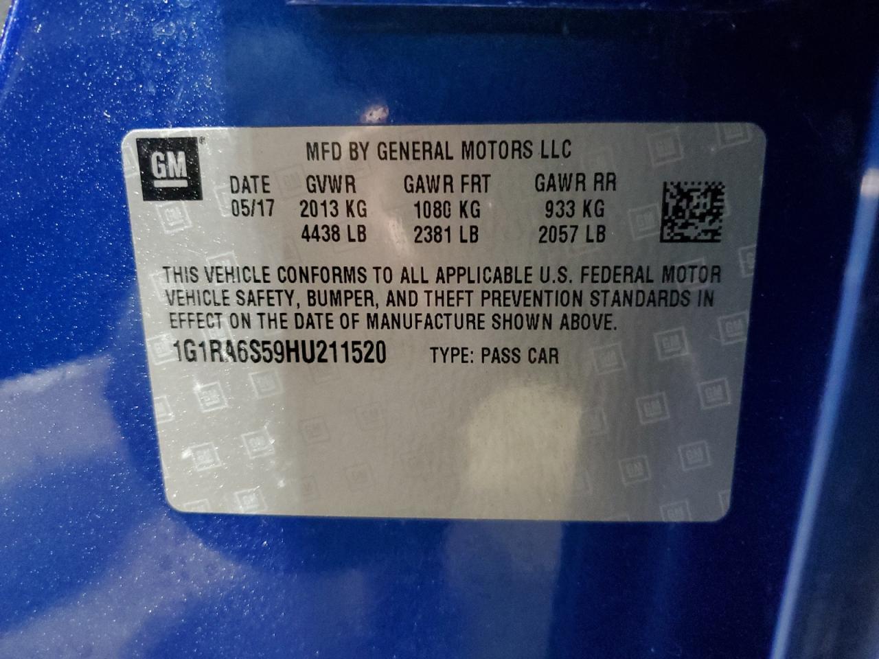 2017 Chevrolet Volt VIN 1G1RA6S59HU211520 Copart auction photo, front end damage thumbnail 12