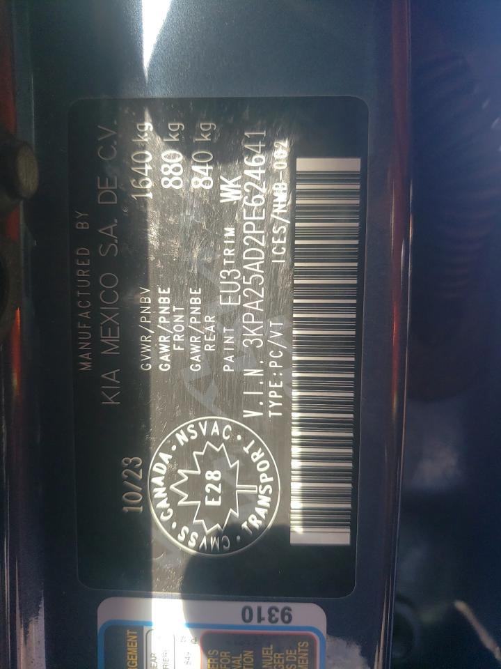 2023 KIA Rio VIN 3KPA25AD2PE624641 Copart auction photo, front end damage thumbnail 13