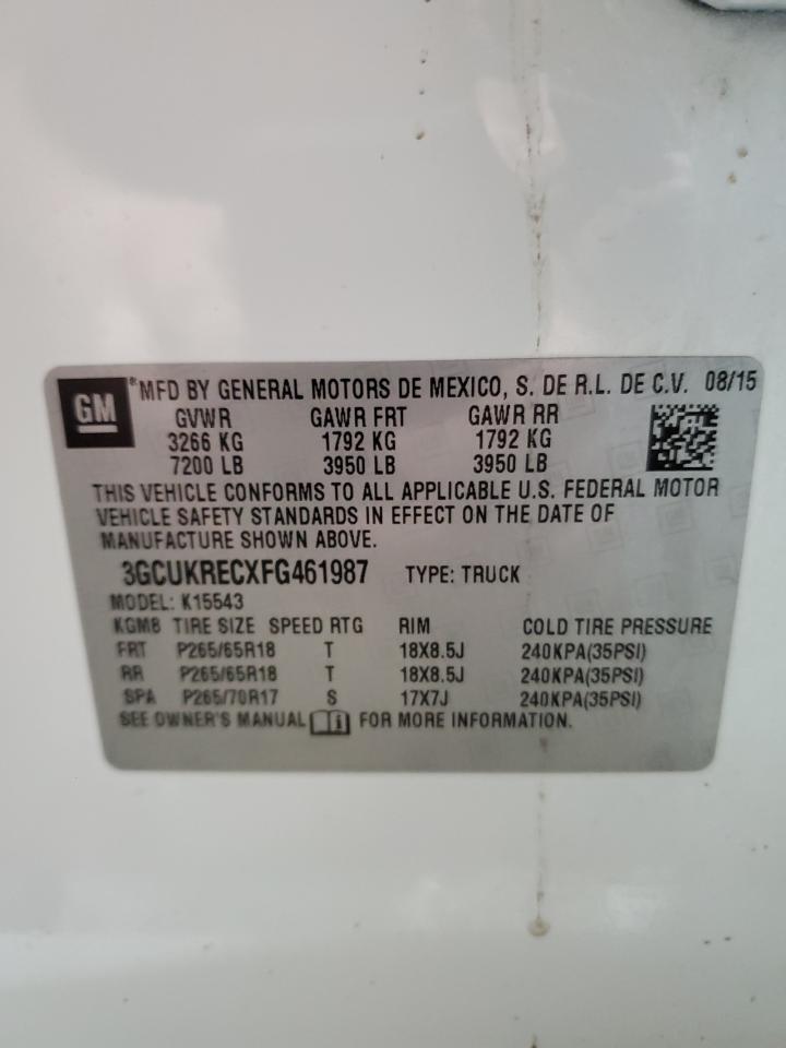 2015 Chevrolet Silverado VIN 3GCUKRECXFG461987 Copart auction photo, front end damage thumbnail 12