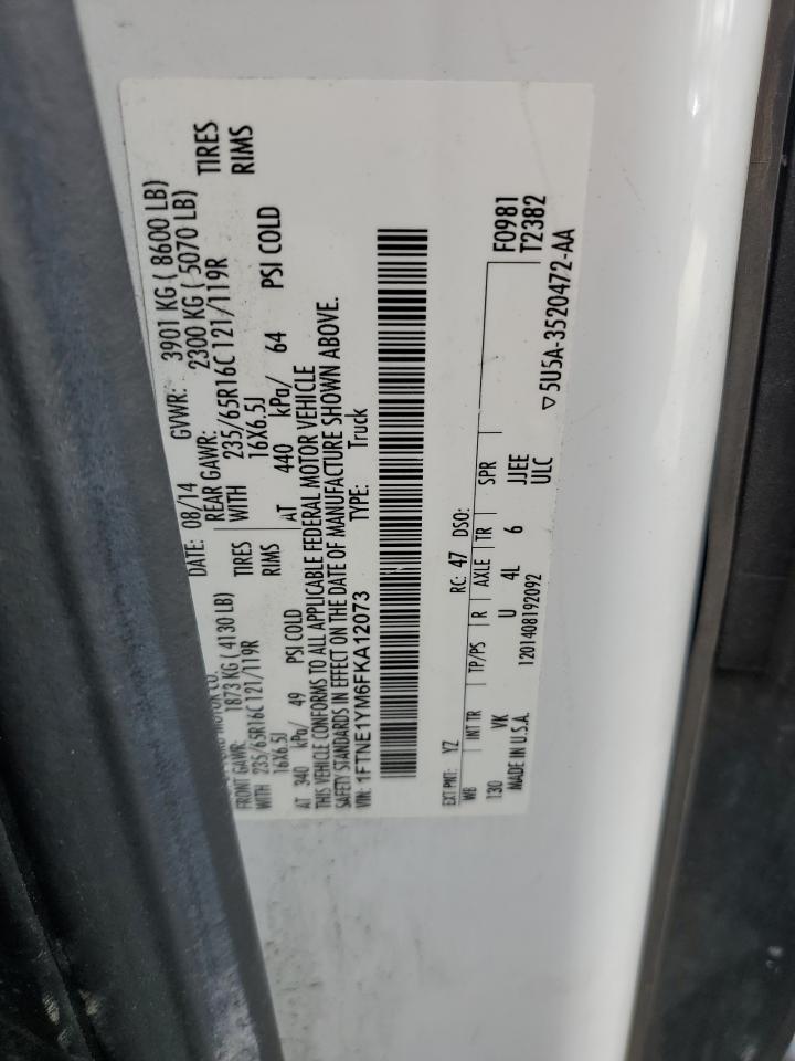 2015 Ford Transit VIN 1FTNE1YM6FKA12073 Copart auction photo, front end damage thumbnail 13