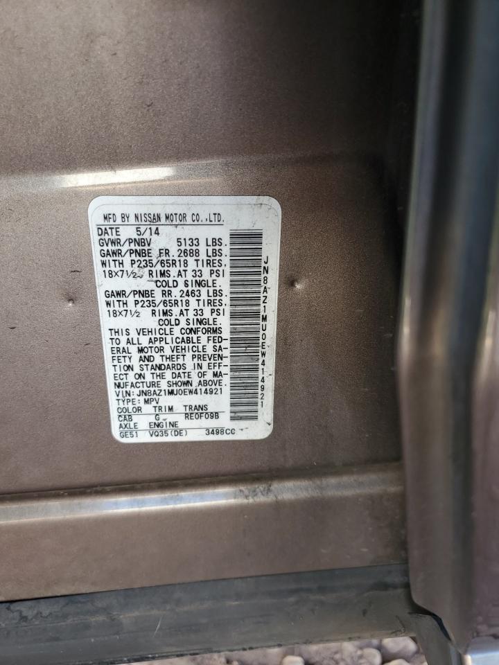2014 Nissan Murano VIN JN8AZ1MU0EW414921 Copart auction photo, mechanical damage thumbnail 13