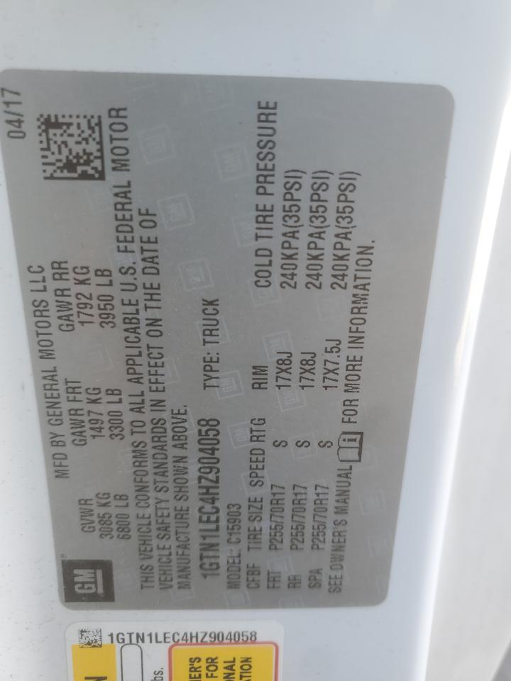 2017 GMC Sierra VIN 1GTN1LEC4HZ904058 Copart auction photo, undercarriage damage thumbnail 12
