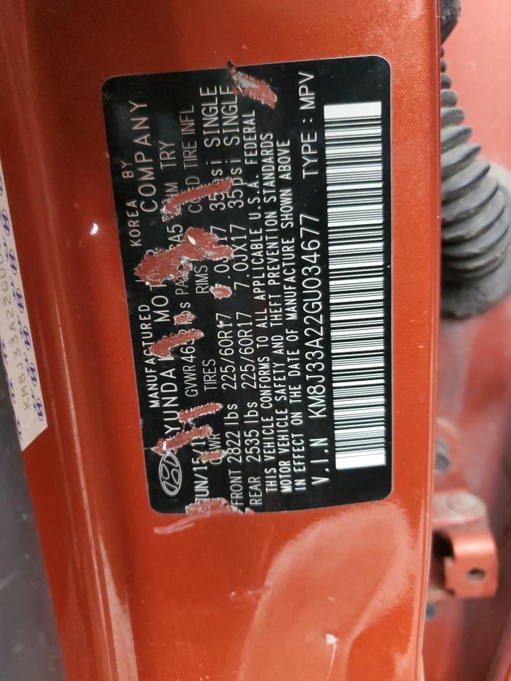 2016 Hyundai Tucson VIN KM8J33A22GU034677 Copart auction photo, all over damage thumbnail 14