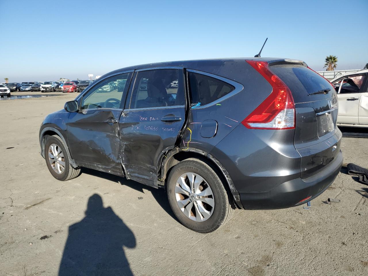 2012 Honda CR-V VIN JHLRM4H5XCC027019 Copart auction photo, side / rear end damage thumbnail 2