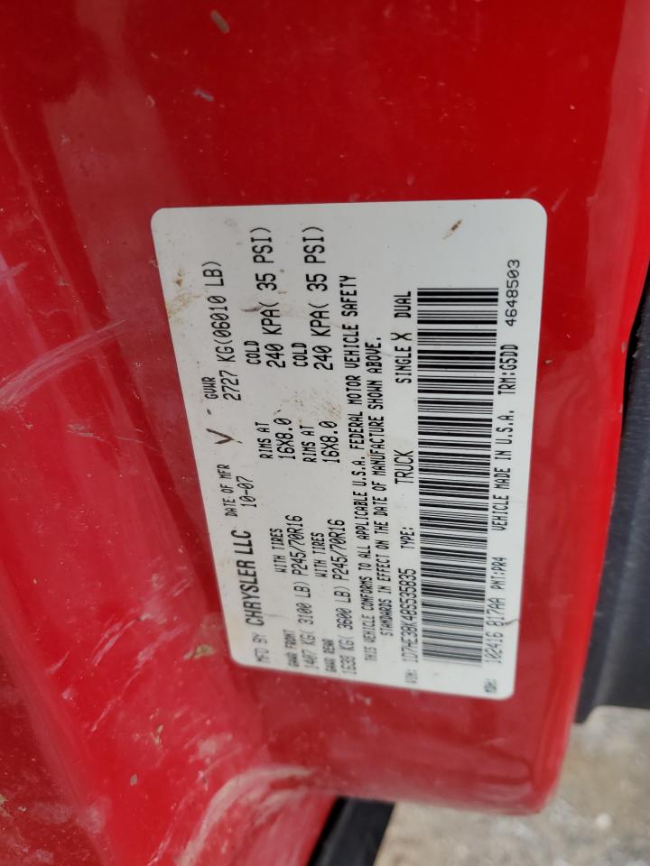 2008 Dodge Dakota VIN 1D7HE38K48S535835 Copart auction photo, rear end / front end damage thumbnail 12