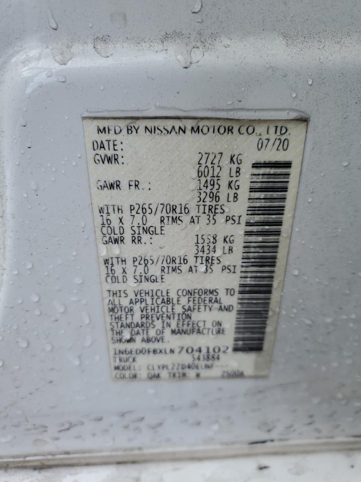 2020 Nissan Navara (Frontier) VIN 1N6ED0FBXLN704102 Copart auction photo, front end damage thumbnail 12