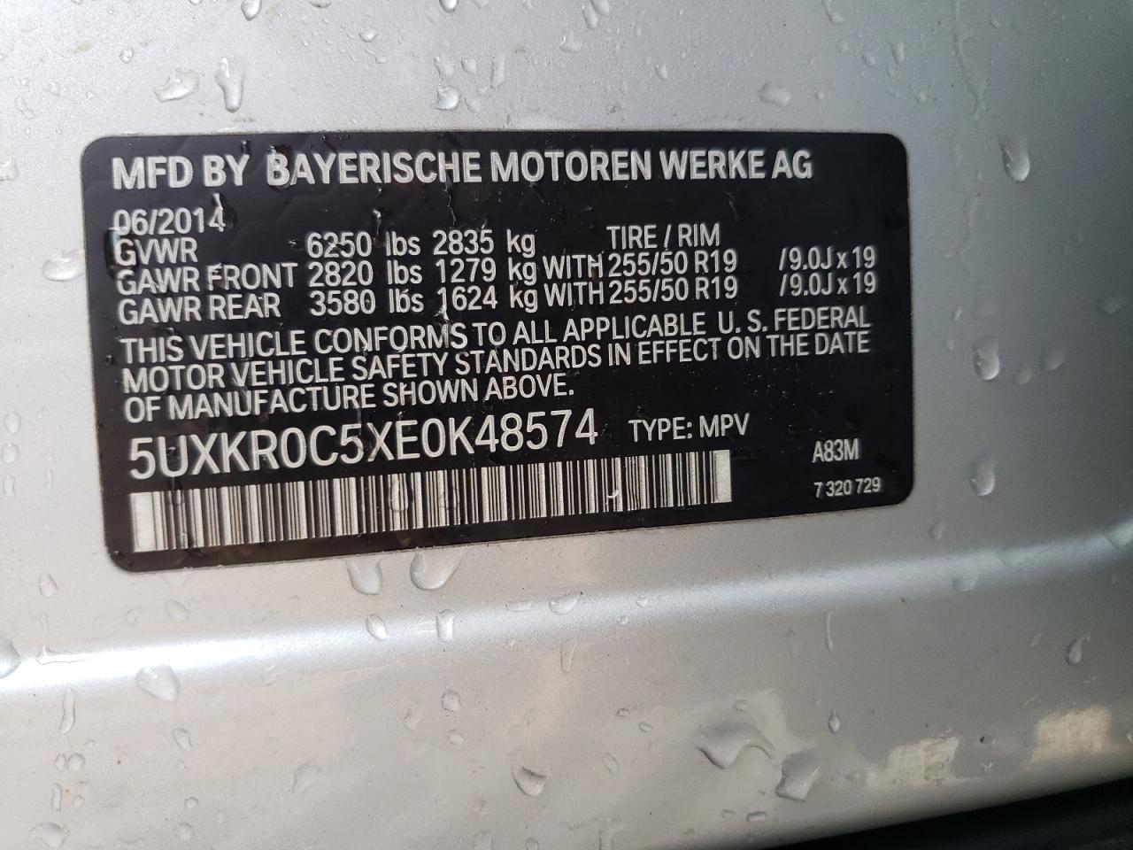 2014 BMW X5 VIN 5UXKR0C5XE0K48574 Copart auction photo, front end damage thumbnail 12