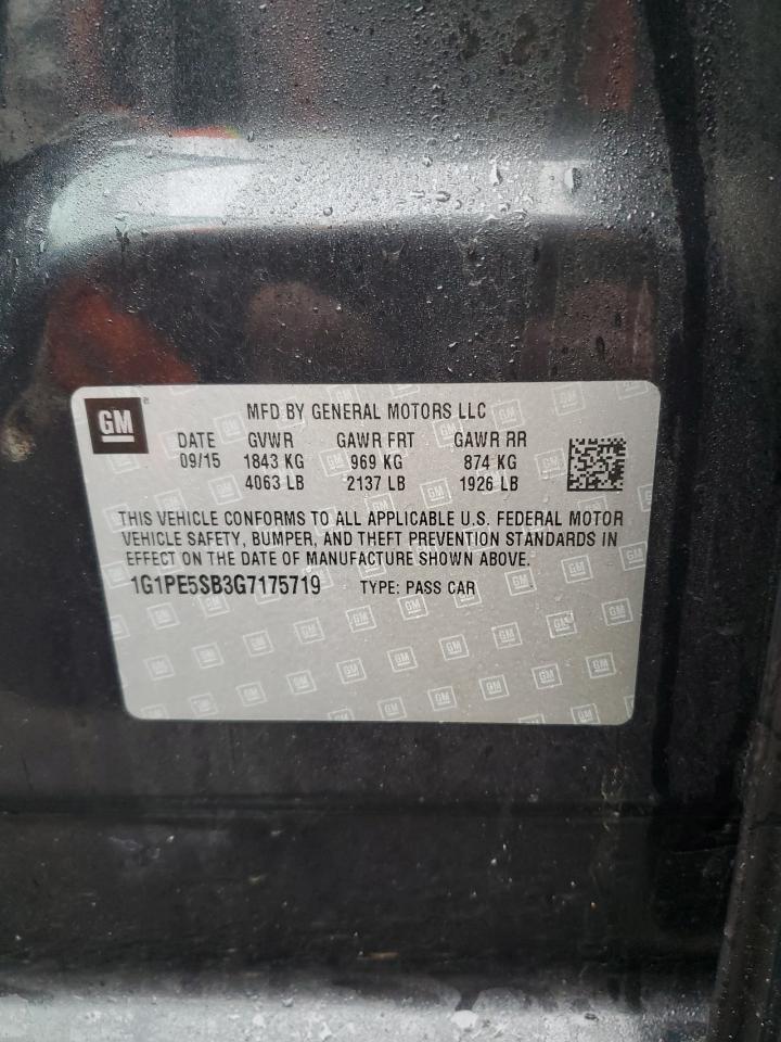 2016 Chevrolet Cruze VIN 1G1PE5SB3G7175719 Copart auction photo, front end damage thumbnail 12