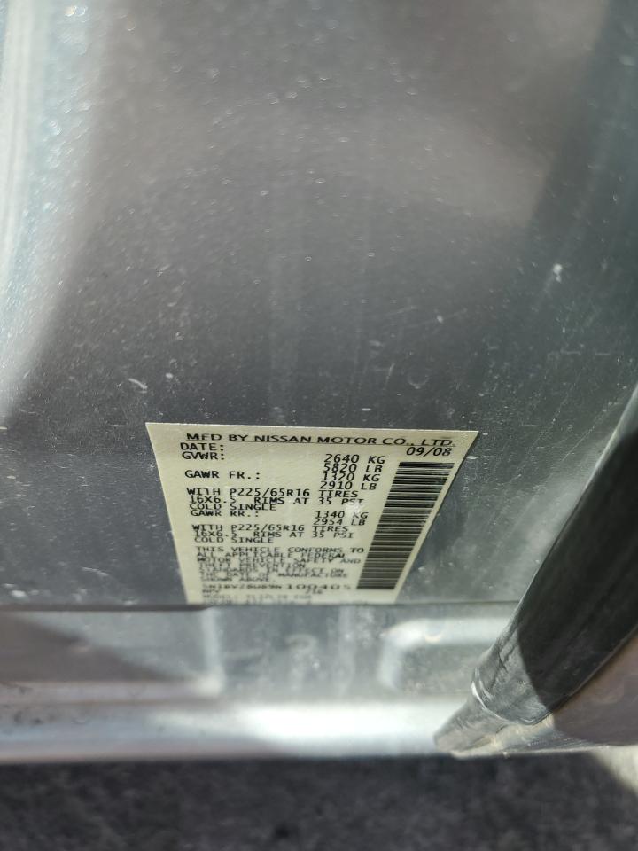 2009 Nissan Quest VIN 5N1BV28U89N100405 Copart auction photo, front end damage thumbnail 15